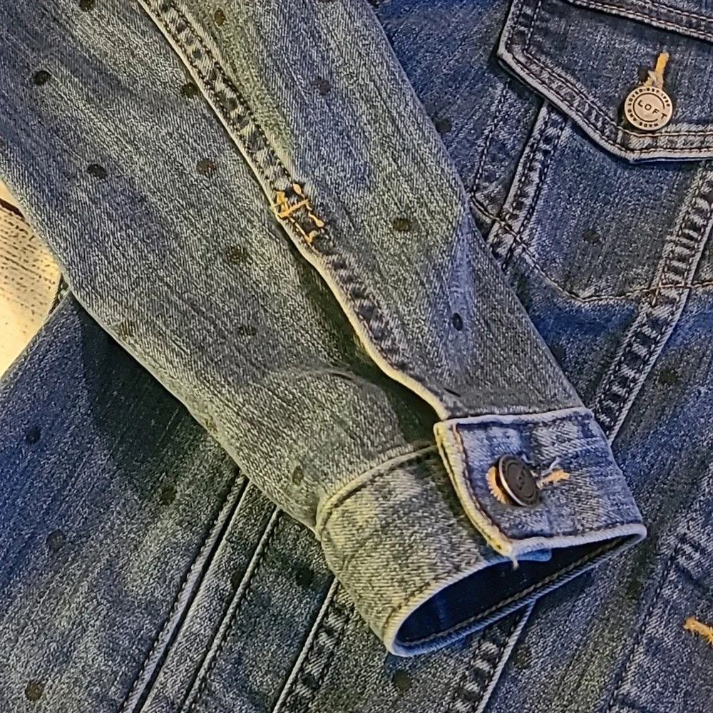 GENTLY WORN Loft Polka Dot Denim Jacket - Picture 2 of 4